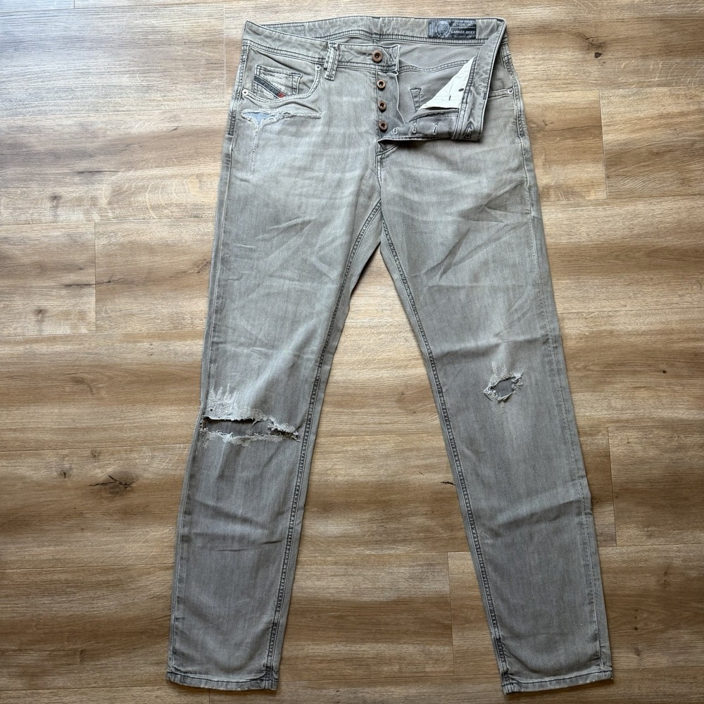 Diesel Larkee-Beex Jeans Men 32x32 Gray Regular Tapered Stretch Distressed 069BH